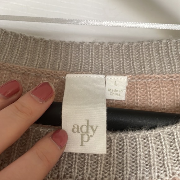 Ady P Striped Color Block Sweater Pink White Gray Cream Tan Size Large - Picture 7 of 9